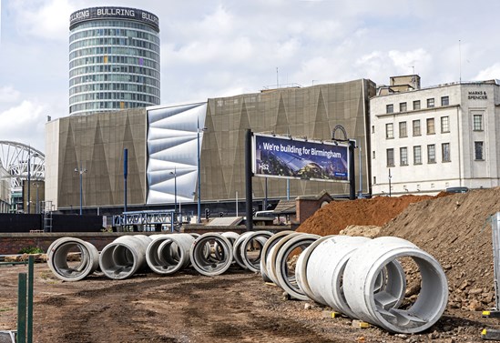 Concrete piping at Curzon Street Station in Birmingham: Credit:HS2 Ltd