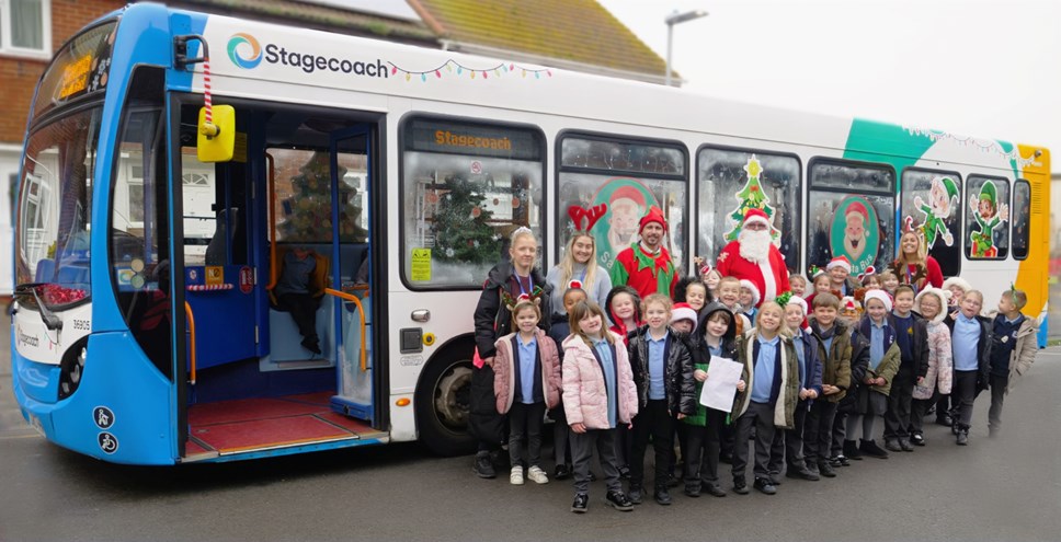 Eastbourne santa bus visit to school (2)