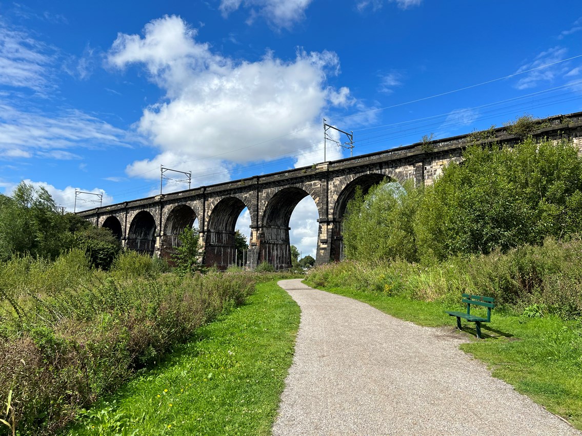 Sankey Viaduct from former canal route