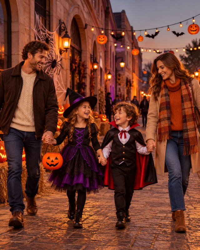 Passeggiata di Halloween in famiglia
