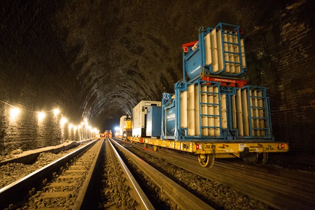 SE Route Easter- Sevenoaks: Massive fans keep air flowing int he 2 mile long Sevenoaks Tunnel