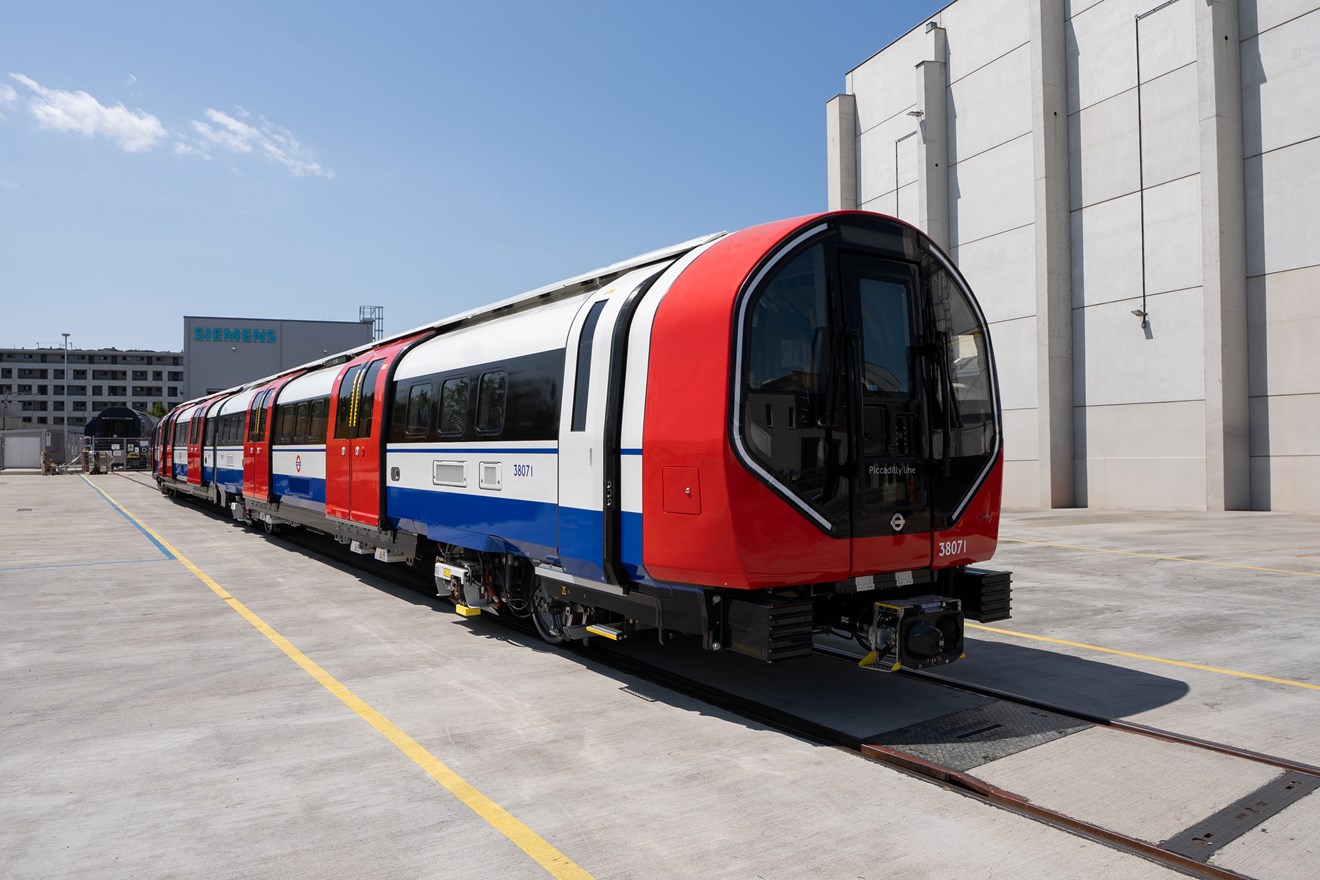 First Piccadilly line train leaving factory