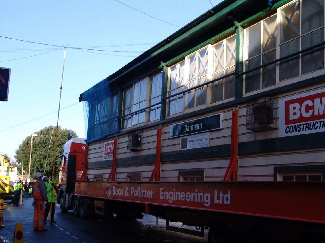 Barnham Signal Box - The Journey: Approximately 100 telephone lines had to be moved out of the way to enable Barnham signal box to be transported to its new home.