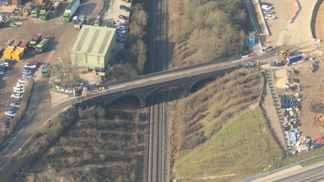 Rail improvement work means major changes to Chiltern Main Line journeys this weekend: Harvil-Road---aerial-view