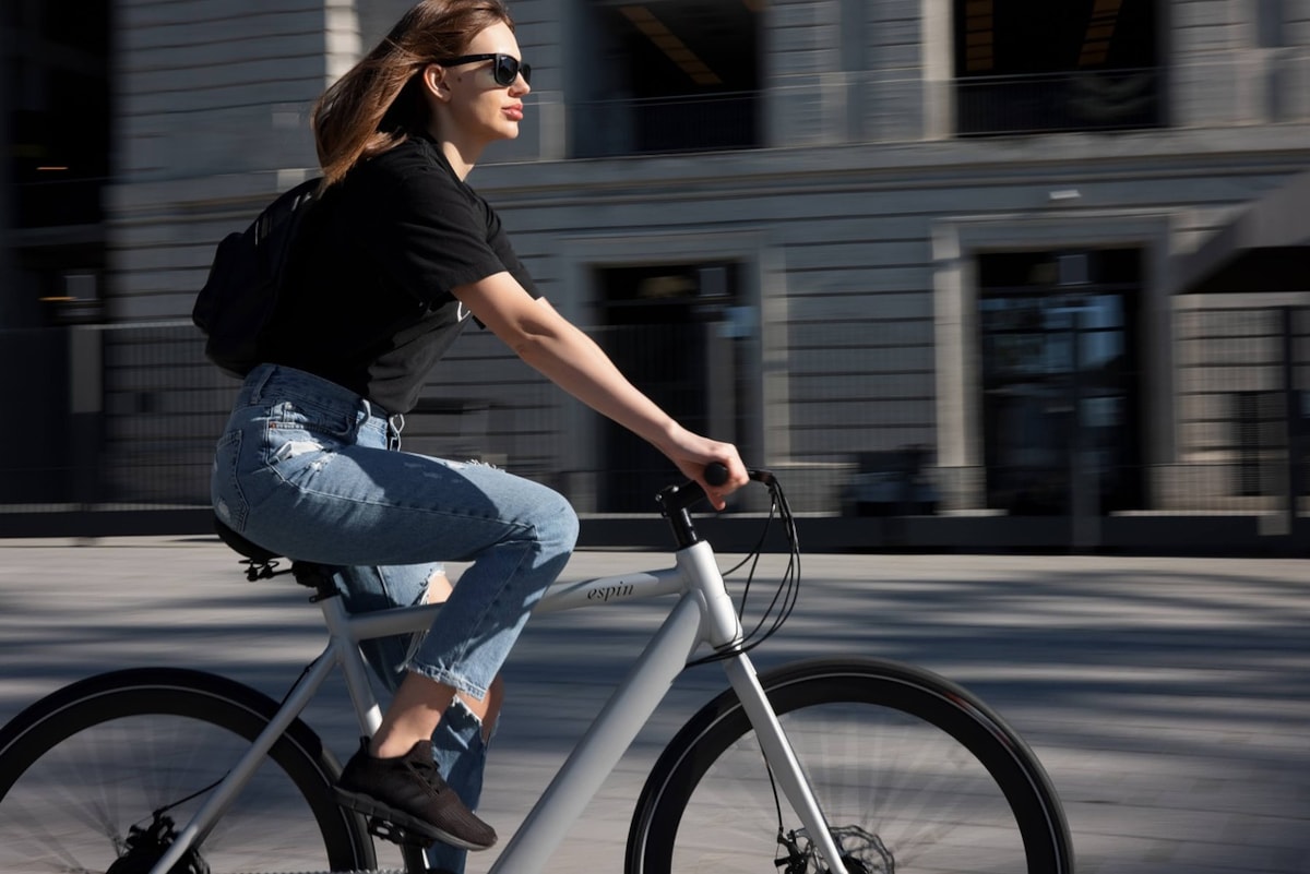 female on bike