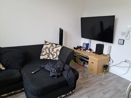 A living room at one of the Slyne Road supported living apartments