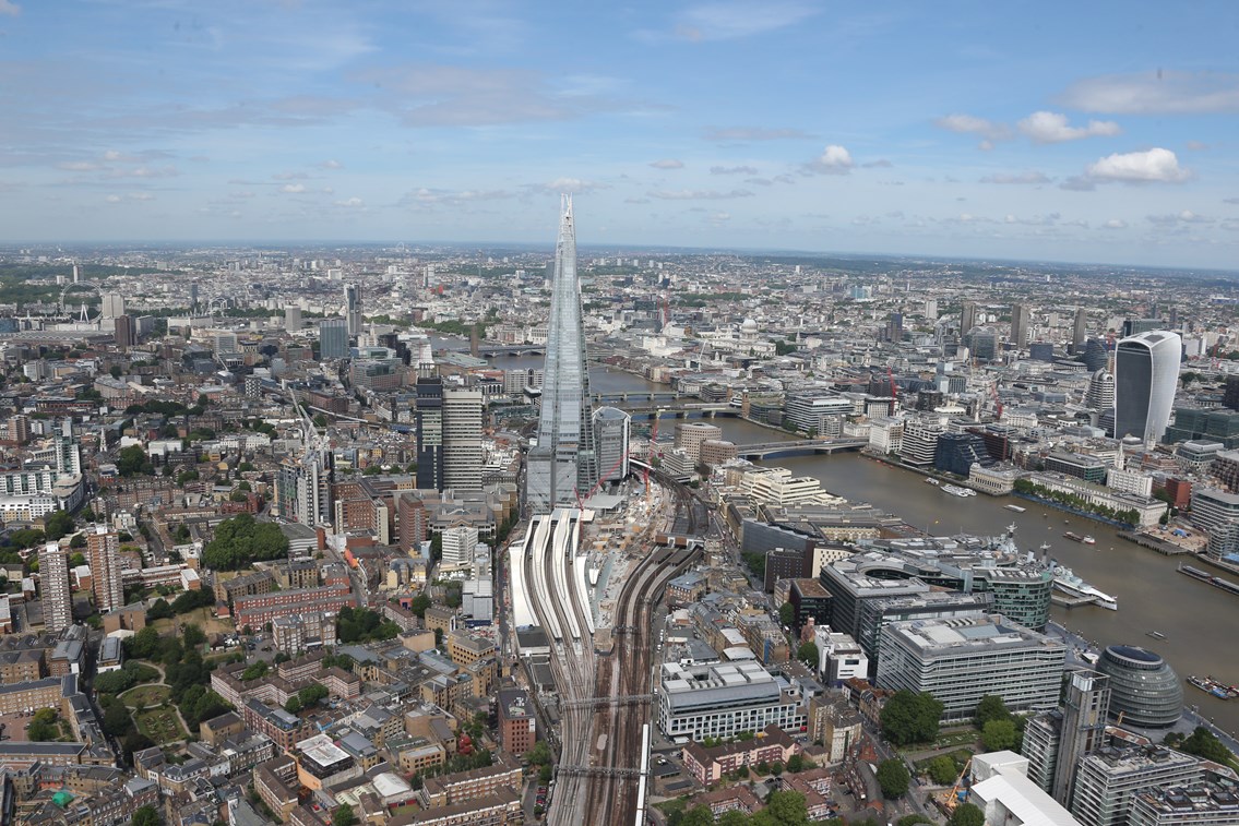 Thameslink Programme - Aerial view of London Bridge 2: London Bridge from the air, summer 2015, redevelopment courtesy of the Thameslink Programme