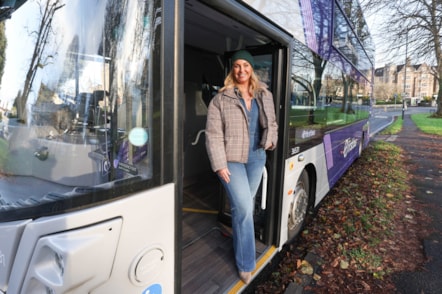 Television personality Josie Gibson with the bus 1