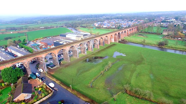 Laser and drone technology recreates Victorian viaduct like never before: Drone shot of Whalley Viaduct