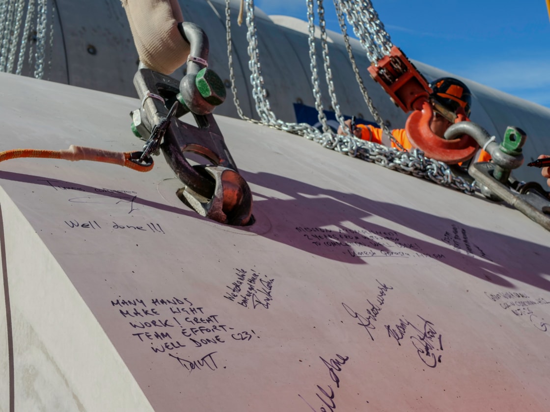 Signature of the tunnel team on the last segment of the Wendover green tunnel October 2026