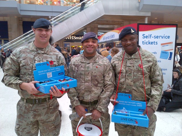 Collectors at London Waterloo: 2015 Poppy Day