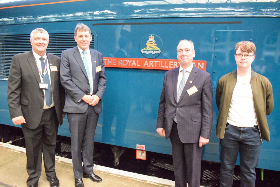 Phil Dominey and John Glen MP with Royal Artilleryman