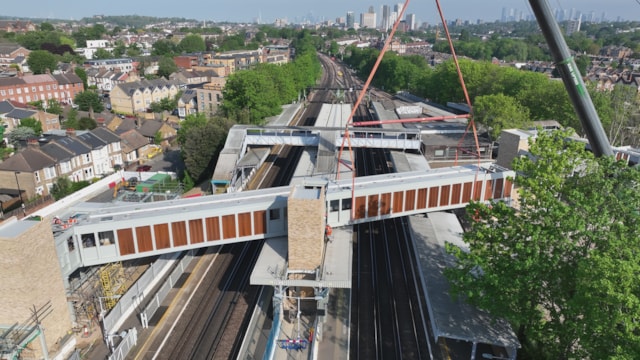 VIDEO: New footbridge lifted into place at Hither Green station in preparation for an accessible future: Hither Green accessible footbridge is lifted into place