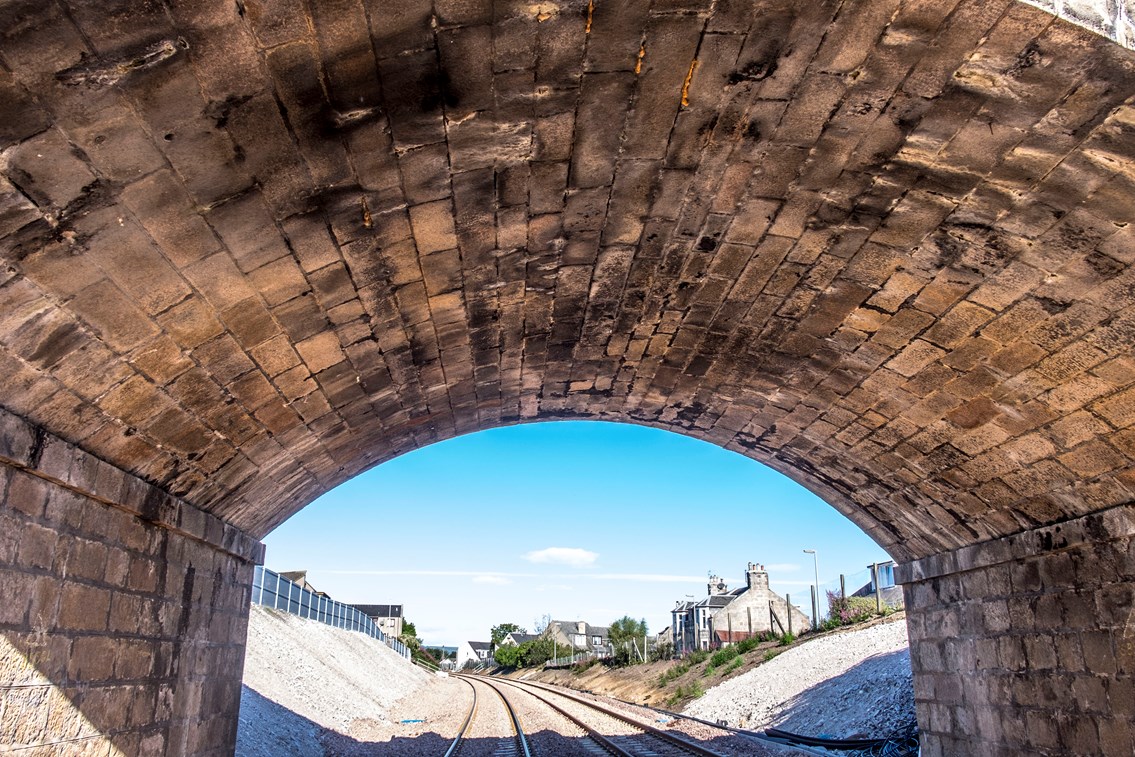 Aberdeen-Inverness Improvement Project: Newly-laid second line between Aberdeen and Dyce, completed August 2018.