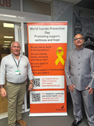 Rory Sherwood, who spoke at the event, and Dr Manawar Jan-Khan, suicide prevention lead at Hertfordshire County Council: Rory Sherwood, who spoke at the event, and Dr Manawar Jan-Khan, suicide prevention lead at Hertfordshire County Council