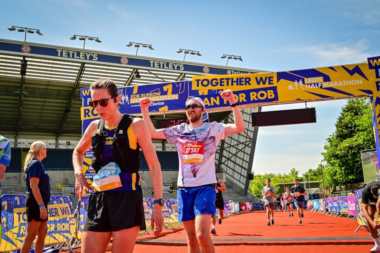 Rob Burrow Leeds Marathon: The finishing line at a previous Rob Burrow Leeds Marathon.