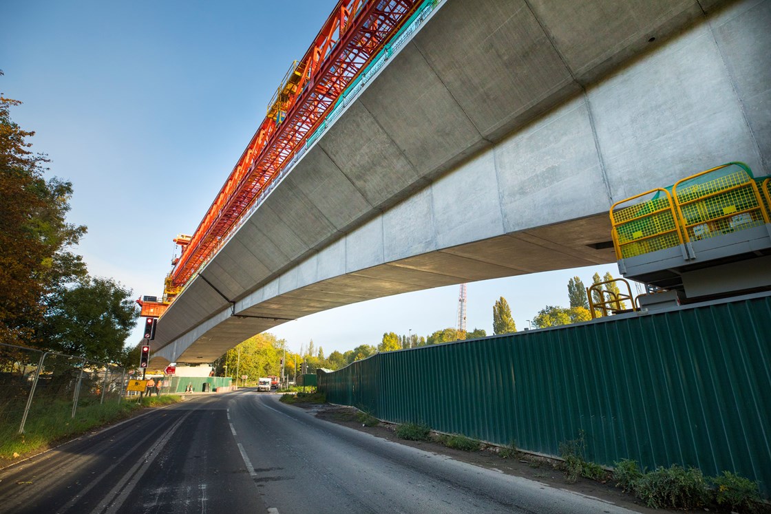 Colne Valley Viaduct span over the A412 Denham Way, Nov 2022