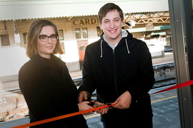 Scheme Project Managers, Zoe O'Brien and Freddie Gleeson cutting the ribbon