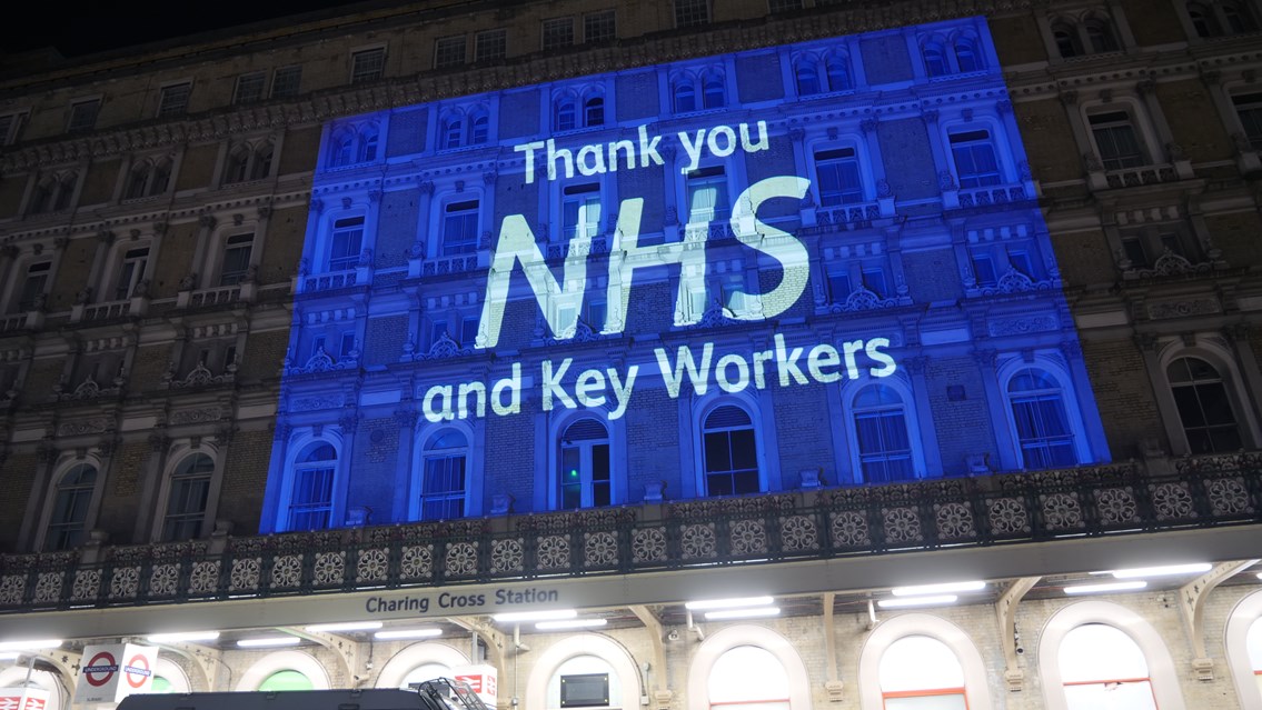 VIDEO: Landmark stations in London turn blue in support of our NHS heroes - and a famous voice joins in thanking them too...: Charing Cross