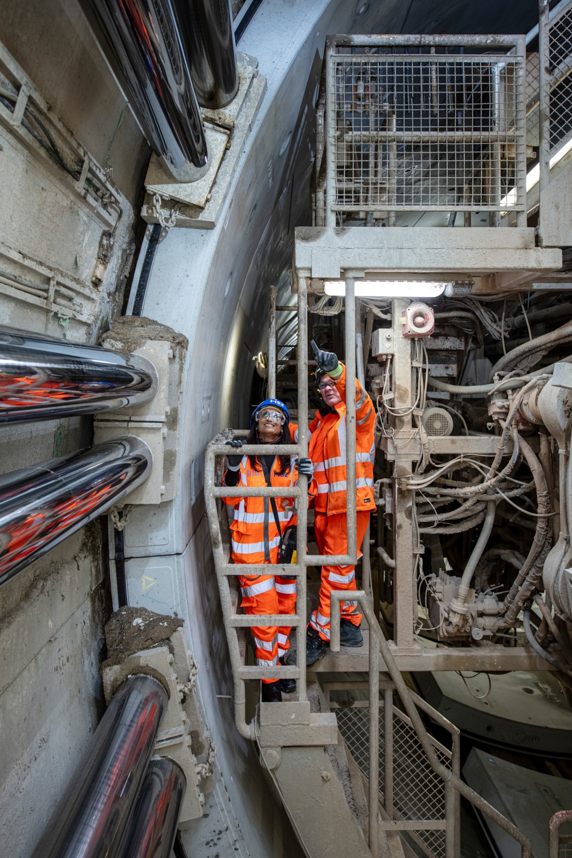 HS2 TBM Sushila Hirani visit 10: Sushila Hirani, a local schoolteacher who was chosen by a local school to have a HS2 TBM named after her, visits TBM Sushila to see progress as the tunnelling neared completion.