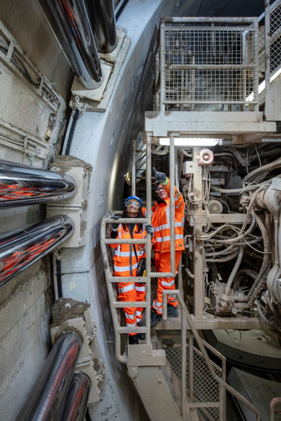 HS2 TBM Sushila Hirani visit 10: Sushila Hirani, a local schoolteacher who was chosen by a local school to have a HS2 TBM named after her, visits TBM Sushila to see progress as the tunnelling neared completion.