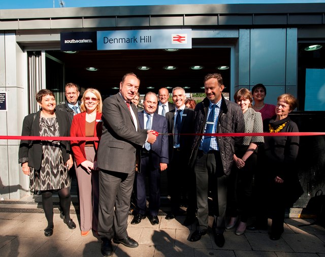 Norman Baker MP, minister for transport, officially opens improvements at Denmark Hill station