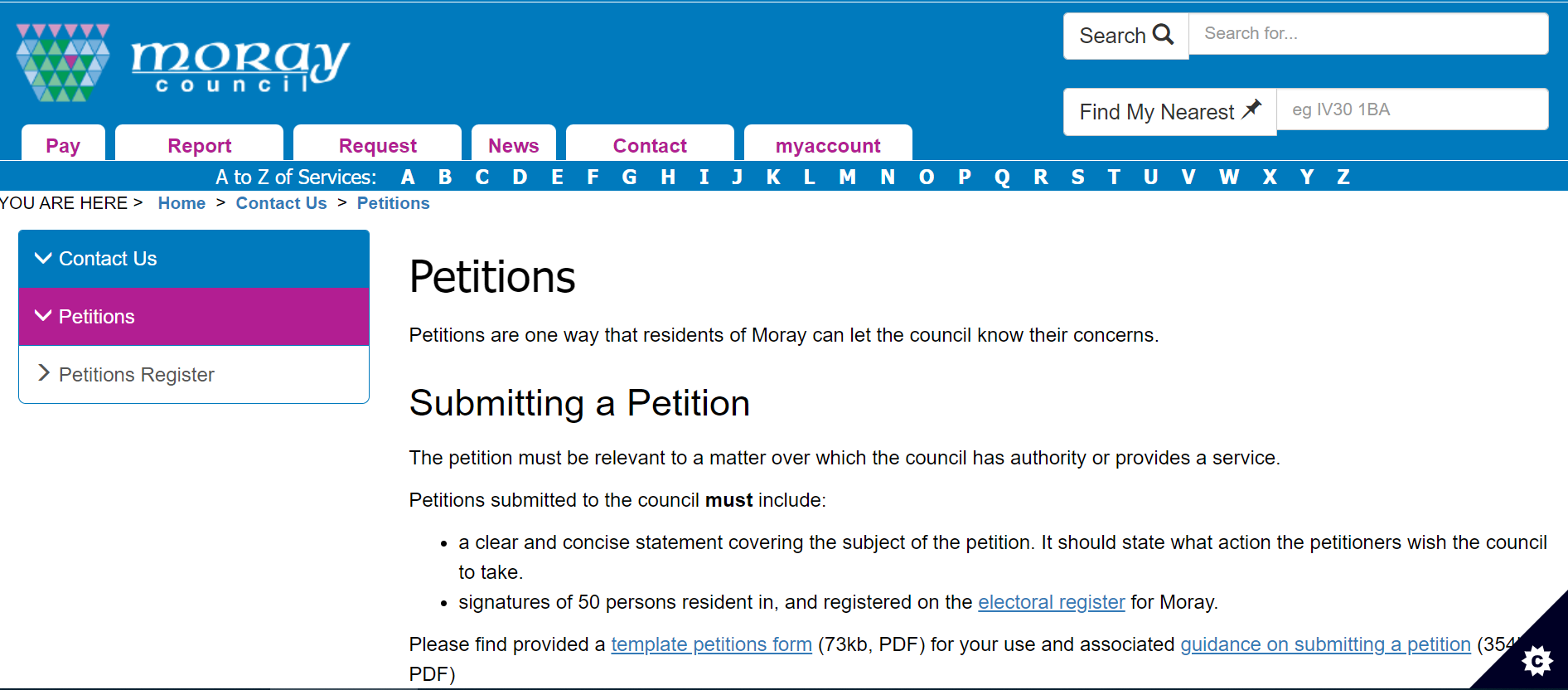 Petitions | Moray Council News