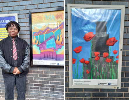 Images of the artwork on display at Rotherham Central Station