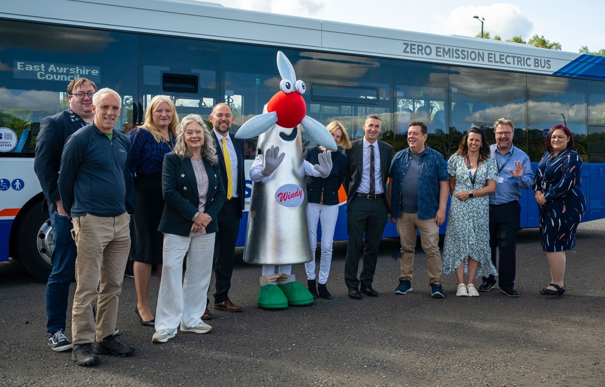 Cllr Barton with Windy and Cllrs Reid, McKay Ingram, Boyd, Cogley, McGregor, Linda McAulay-Griffiths, and the Climate Change team