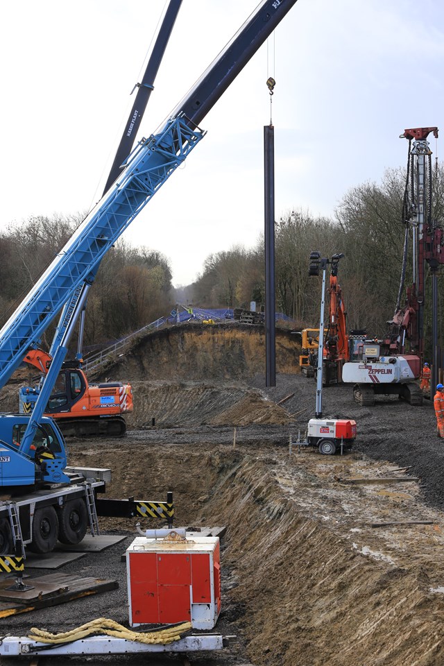 Work underway at the Botley landslip site: Work underway at the Botley landslip site