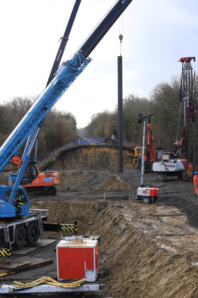 Work underway at the Botley landslip site