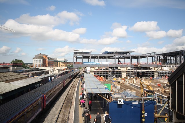 Reading station footbridge slides into place: Reading station footbridge - a major part of the project - halfway there.