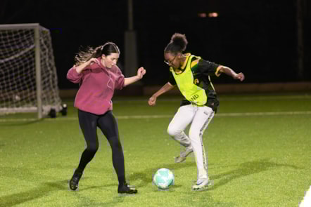 Girls playing football at Whittington park