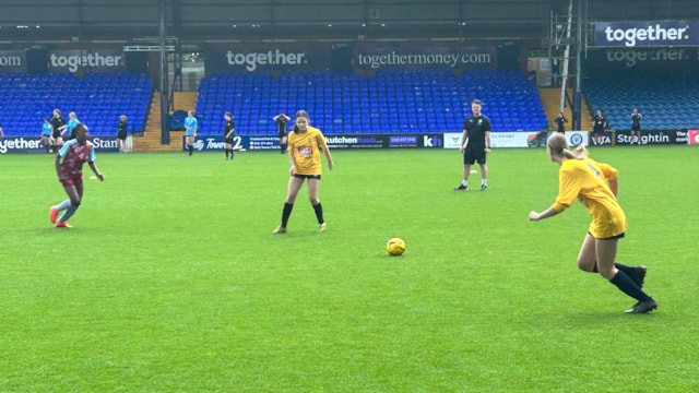 The teams playing a match at Edgeley Park: The teams playing a match at Edgeley Park