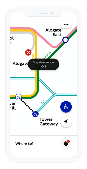 TfL Go - Step-free mode iPhone 11