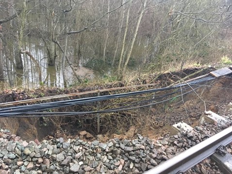 Damage caused by landslip at Thorrington