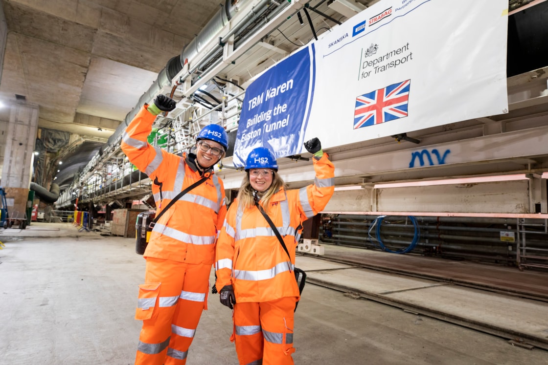 Train drivers Vicky & Hayley at the launch of TBM Karen
