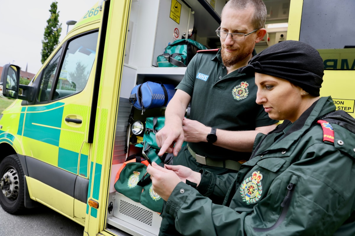 Abbie Tutchings, Graham McClelland at double crewed ambulance