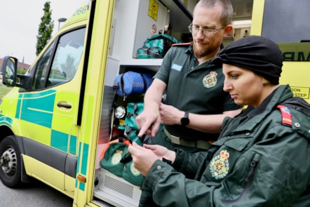 Abbie Tutchings, Graham McClelland at double crewed ambulance