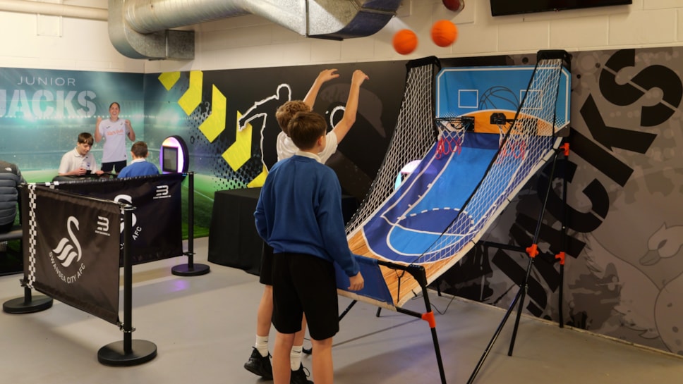 Learners playing basketball at Swansea FC-2