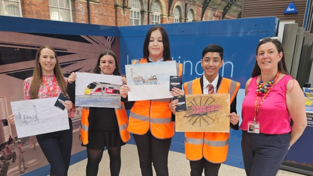 Students’ summer success in Darlington station art competition: Wyvern Academy students with their winning designs at Darlington station Thursday 18 July 2024