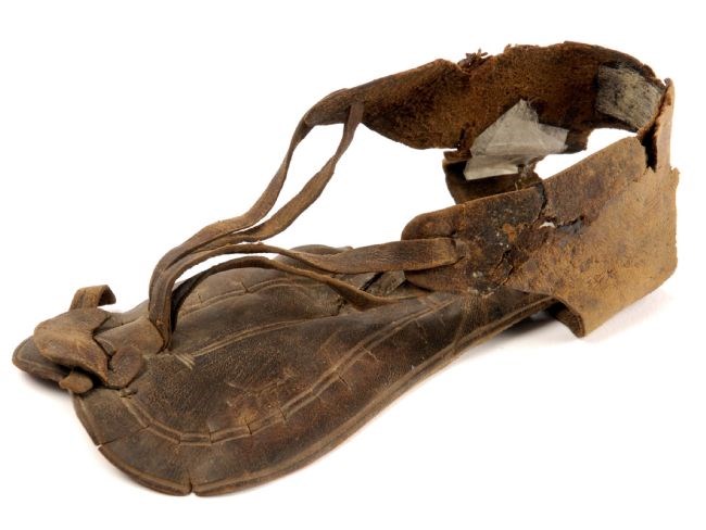 Child's Roman leather sandal: A child's Roman leather sandal found at Dalton Parlours. The sandal is very well preserved with the decoration on the insole still visible. Code Cracker players will discover fascinating facts about ancient Rome