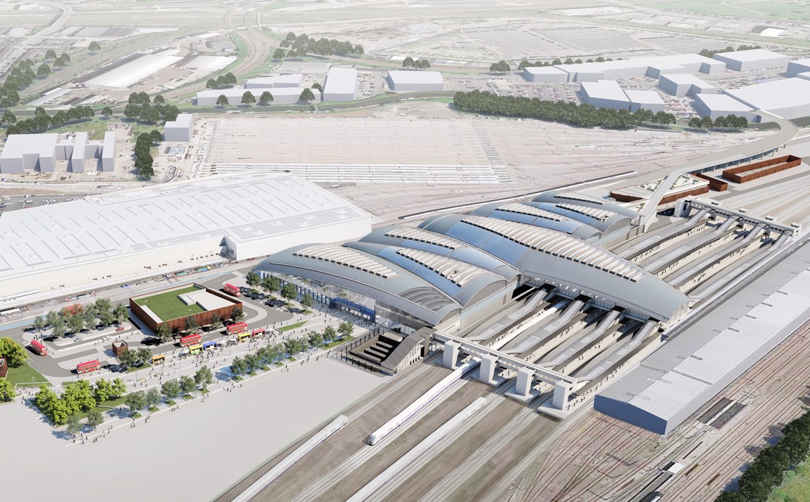 HS2 could provide green energy to hundreds of new homes: Old Oak Common Station Aerial February 2020