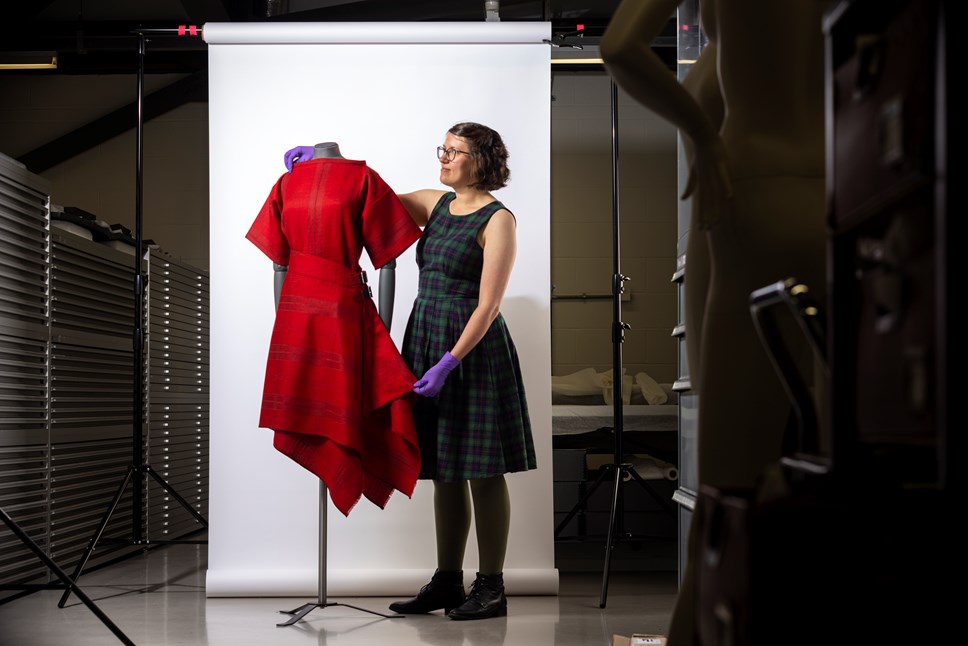 William Grant Foundation Research Fellow, Rosie Waine with a skirt and top by Prickly Thistle. Credit - Duncan McGlynn (2)