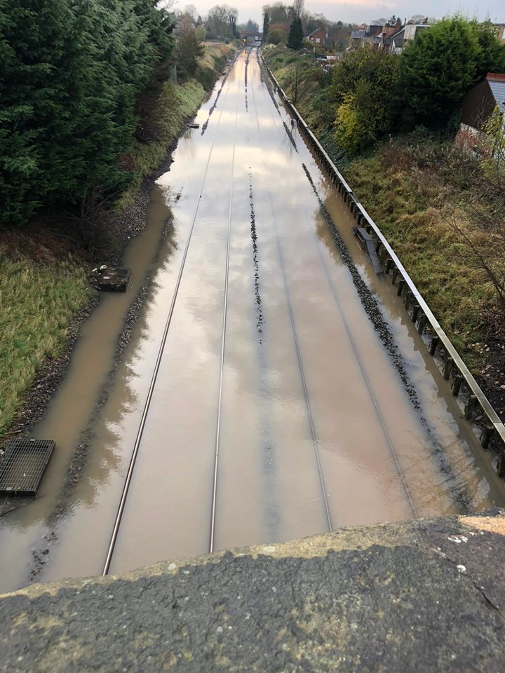 Train services resume between Long Eaton and Derby following heavy flooding to railway: Flooding in the Draycott area earlier today-2