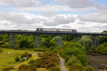 An image of a Northumberland Line service crossing the North Seaton Viaduct