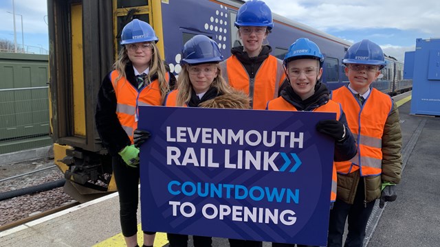 Levenmouth Rail Link - 100 days to go at Leven station - 23 Feb 2024-2: Levenmouth Rail Link - 100 days to go at Leven station - 23 Feb 2024-2