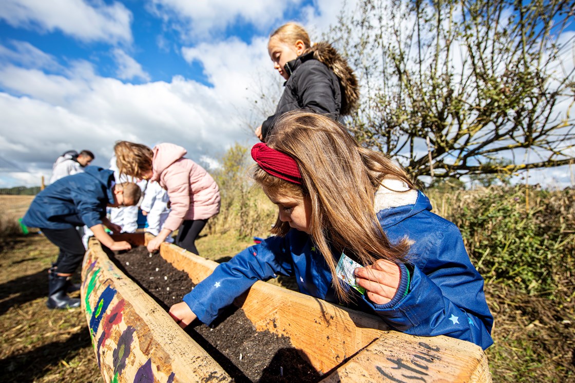 Pupils from The Radstone Primary School on the HS2 site 