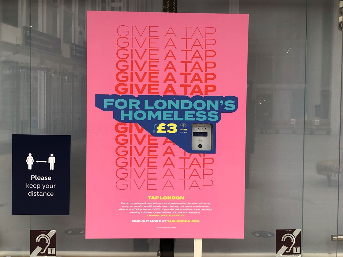 Contactless donation points at London Bridge and Charing Cross station raise nearly £5,000 to help tackle homelessness: London Bridge contactless donation point