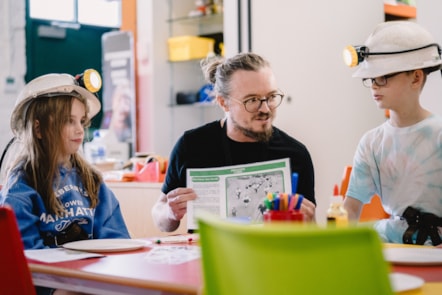 Children enjoying arts and craft activities at Big Pit
